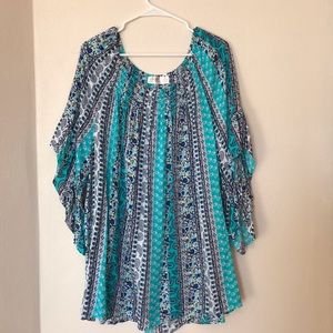 Flowy patterned blouse 1X